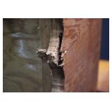 Vintage Wooden Storage Box with Scalloped Base - 24 x 12.5 x 12.25 in