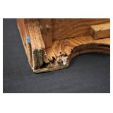 Vintage Wooden Storage Box with Scalloped Base - 24 x 12.5 x 12.25 in