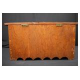 Vintage Wooden Storage Box with Scalloped Base - 24 x 12.5 x 12.25 in