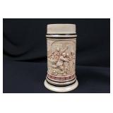German Hand-Painted Beer Stein Set - 1L Large & Pewter-Lidded Small