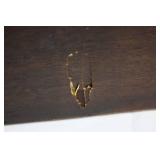 Antique Wooden Travel Case - Leather Trim, Brass Rivets, Embossed Center Panel