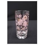 Tall Glasses - Pink Floral Pattern with Gold Trim (Lot of 5)