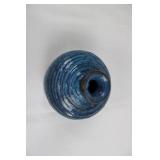 Blue Swirl Glazed Ceramic Vase, Narrow Neck - Studio Pottery