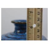 Blue Swirl Glazed Ceramic Vase, Narrow Neck - Studio Pottery