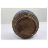 Blue Swirl Glazed Ceramic Vase, Narrow Neck - Studio Pottery