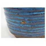 Blue Swirl Glazed Ceramic Vase, Narrow Neck - Studio Pottery