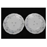 Johann Haviland Bavaria Germany Blue Floral Border Dinner Plates (Lot of 2)