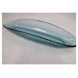 Cobalt Blue Glass Oval Serving Tray - 9in Long, Dark Rim, Decorative Dish