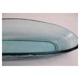 Cobalt Blue Glass Oval Serving Tray - 9in Long, Dark Rim, Decorative Dish