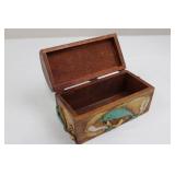 Hand-Carved Wooden Trinket Box - Dolphin & Sea Shells Motif, Coastal Decor