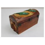 Hand-Carved Wooden Trinket Box - Dolphin & Sea Shells Motif, Coastal Decor