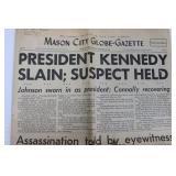 Mason City Globe-Gazette Front Page - President Kennedy Slain