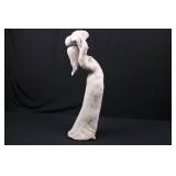 Abstract White Female Figure Sculpture - Standing Draped Form, About 30 in Tall