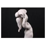 Abstract White Female Figure Sculpture - Standing Draped Form, About 30 in Tall