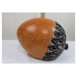 Terracotta Gourd Vase with Black Leaf-Scale Relief on Lower Half