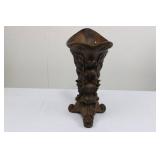 Antique Carved Wood Vase Stand - Lattice Sides & Scroll Base
