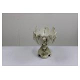 Cream Italian Ceramic Compote Bowl on Pedestal - Rococo Style, 13in Diameter