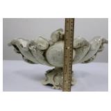 Cream Italian Ceramic Compote Bowl on Pedestal - Rococo Style, 13in Diameter