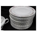 China Dinnerware Set - Pink Rose Floral Pattern, Made in Japan (112 piece set)