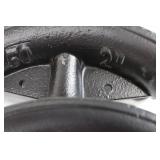 12 Ton Hydraulic Jack on Red A-Frame Stand with 6 Curved Roller Inserts