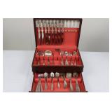Rogers Silver Plate by Oneida Ltd. Silversmiths Flatware Set in Wood Box