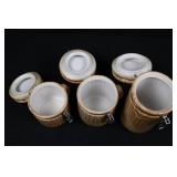Wooden Ceramic Canisters with Clamp Lids - 3-Piece Set (Made in China)