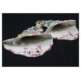 Porcelain Floral Shoes - Italy Hand-Painted Pair of Decorative Slippers