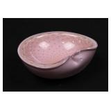 Mid Century Modern Barbini Murano Italy Art Glass Pink Gold Leaf Bullicante Bowl