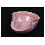 Mid Century Modern Barbini Murano Italy Art Glass Pink Gold Leaf Bullicante Bowl