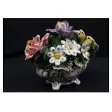 Capodimonte Floral Bouquet Vase - Made in Italy Porcelain Centerpiece with Hand-Painted Flowers