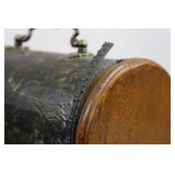 Vintage Grapevine-Embossed Wood Jewelry Box with Metal Panels & Dual Compartments