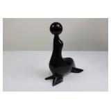 Seal Marble Sculpture - Black Gloss Ball-on-Neck Decorative Figurine