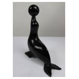 Seal Marble Sculpture - Black Gloss Ball-on-Neck Decorative Figurine