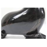 Seal Marble Sculpture - Black Gloss Ball-on-Neck Decorative Figurine