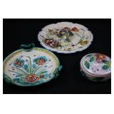 Majolica Floral Dish Set 64/105 - 3 Pieces - Made in Italy