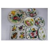 Floral Italian Ceramic Dinnerware Set - Platter, Bowls & 4 Small Plates