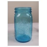 Ball Blue Wide Mouth Mason Jars (2) & 6 Pressed Glass Tumblers