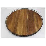 Healthy Living Lazy Susan Round Wood Turntable - 18 in Diameter - Black Metal Rim