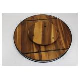 Healthy Living Lazy Susan Round Wood Turntable - 18 in Diameter - Black Metal Rim