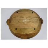 Acacia Wood Oversized Round Serving Tray with Handles