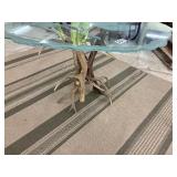 Authentic Deer antler base side table with etched glass deer top