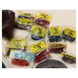 Assortment of fishing plastics and accessories