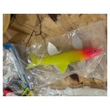 Lot of fishing tackle plastics and boxes