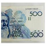 Belgian 500 Francs Banknote - National Bank of Belgium - CINQ CENTS FRANCS