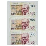 National Bank of Belgium 100 Franc Banknotes (Honderd Frank)