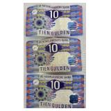 De Nederlandsche Bank 10 Gulden Banknotes (Lot of 3)