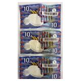 De Nederlandsche Bank 10 Gulden Banknotes (Lot of 3)