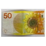 Netherlands 50 Gulden Sunflower Banknote - Designed by R.D. Oxenaar