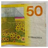 Netherlands 50 Gulden Sunflower Banknote - Designed by R.D. Oxenaar
