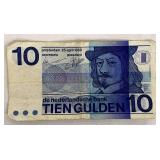 Netherlands 10 Gulden Banknote - Frans Hals Portrait - Amsterdam 25 April 1968